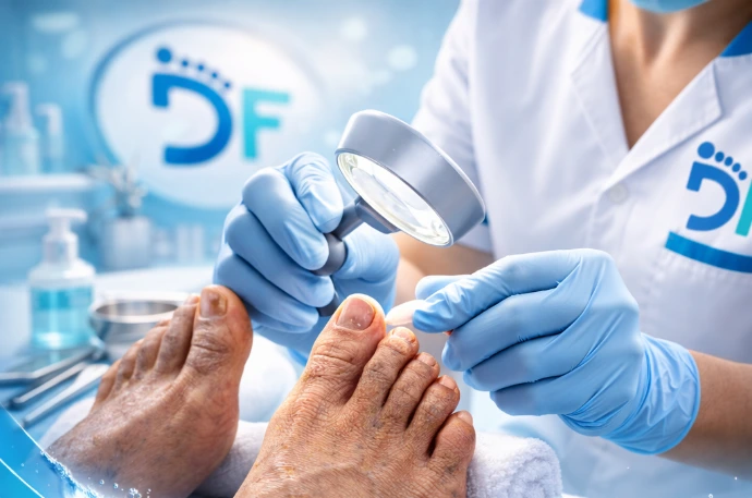 Procedimiento profesional, revisión  y corte de uñas adecuadamente.